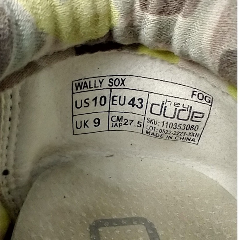 Hey Dude Wally Sox Fog Grey Mens Slip On Loafers Shoes Size 10 110353080 - Picture 7 of 11